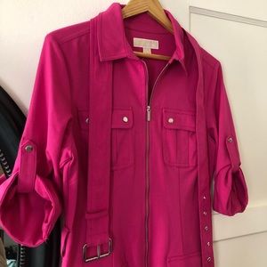 Michael Kors Front Zip Dress - in Pink